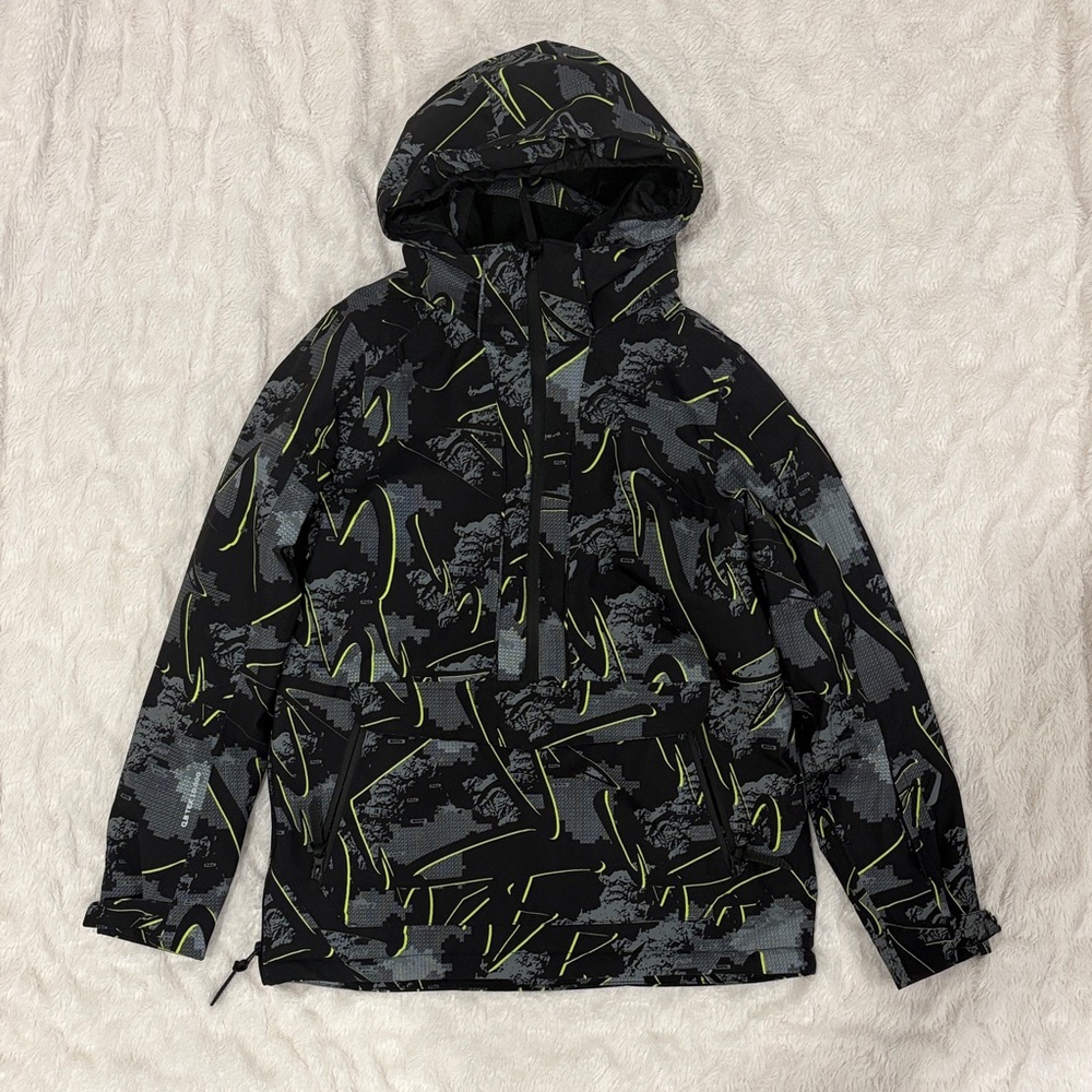 Five Seasons ski Jacket Youth Large 158/164 Black Gray Lime Winter Coat EUC